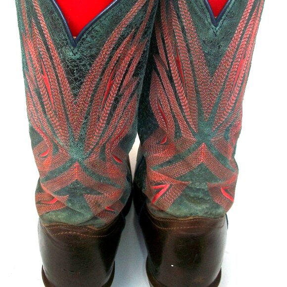 Tony Lama Handmade Embroidered Mid-Calf "R" Toe Cowgirl Boots 7.5M - Picture 6 of 11